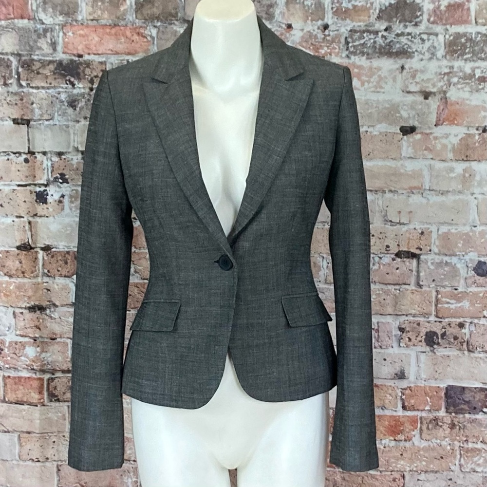 Express Design Studio Blazer Fitted Single Button Grayish Sz 2